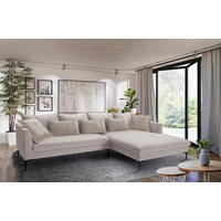 ECKSOFA in Flachgewebe Beige  - Beige/Schwarz, Design, Textil/Metall (321/187cm) - Livetastic
