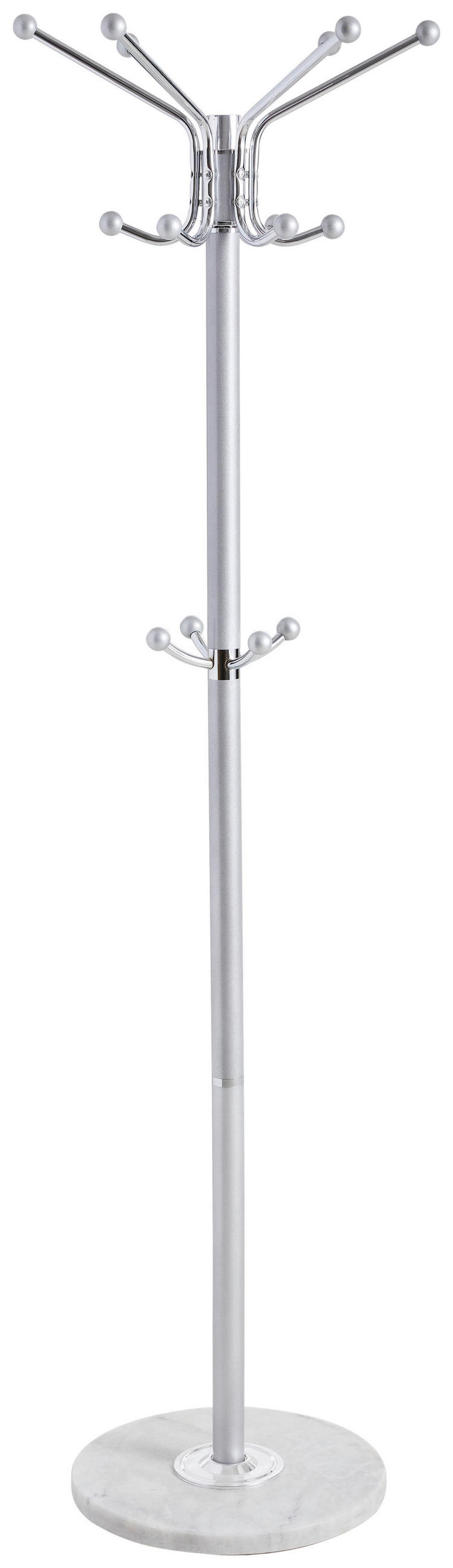 KLEIDERSTÄNDER in Silberfarben, Weiß 37/170/37 cm   - Silberfarben/Weiß, Design, Stein/Metall (37/170/37cm) - Carryhome