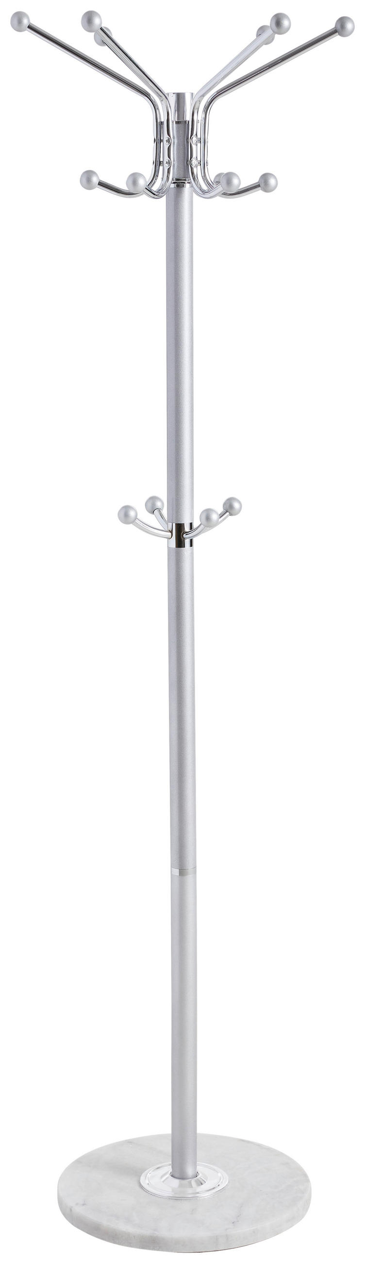 STANDER HAINE in argintiu, alb 37/170/37 cm   - argintiu/alb, Design, metal/piatră (37/170/37cm) - Carryhome