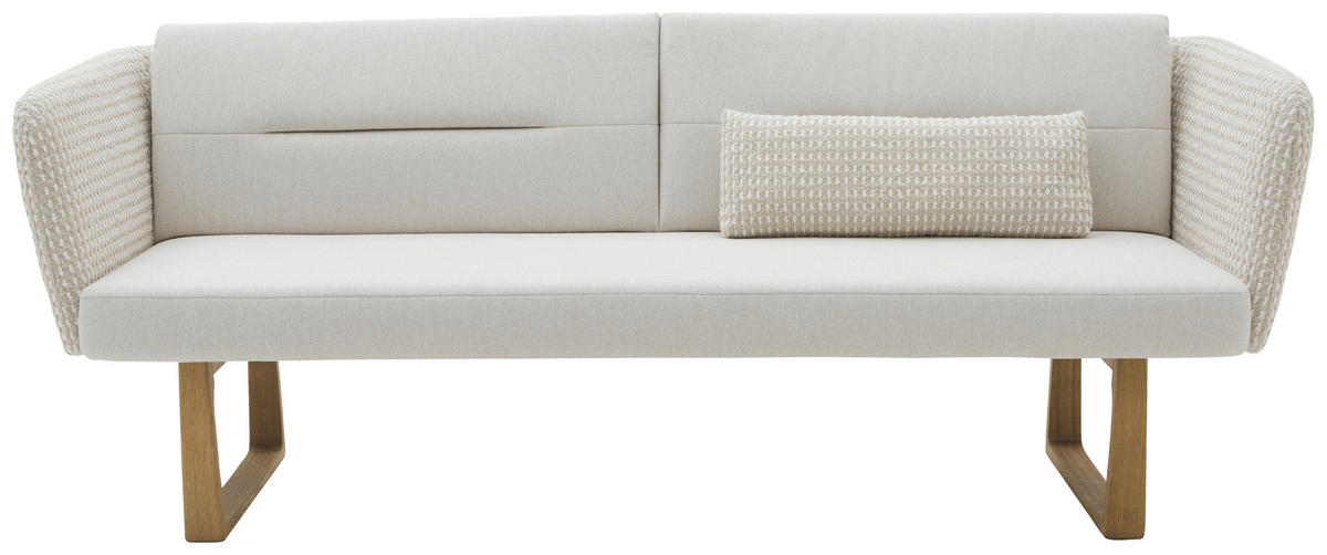 SITZBANK 224/91/69 cm Flachgewebe Beige massiv Holz  - Eichefarben/Beige, Design, Holz/Textil (224/91/69cm) - Valnatura