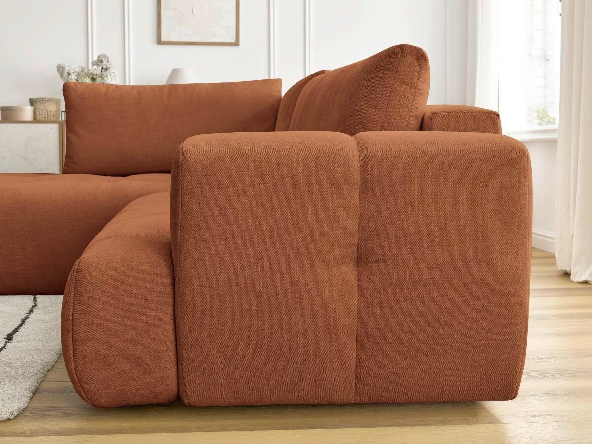 ECKSCHLAFSOFA FUJI Leinenoptik Orange  inkl.  - Schwarz/Orange, MODERN, Kunststoff/Textil (204/282cm)