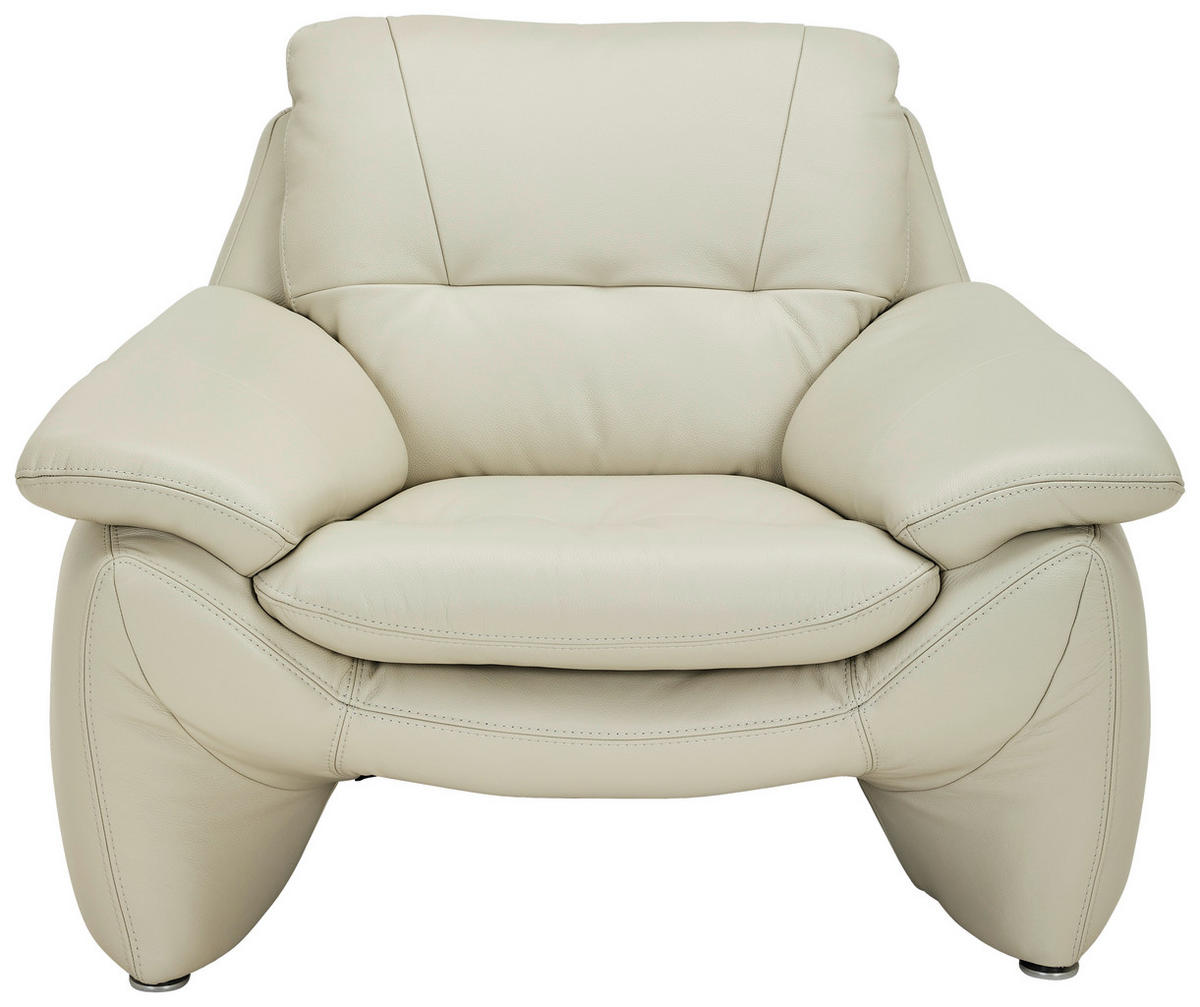 SESSEL in Echtleder Hellgrau  - Silberfarben/Hellgrau, Konventionell, Leder/Metall (110/91/86cm) - Livetastic