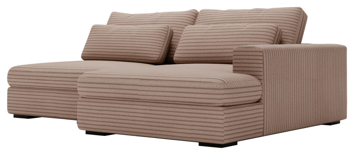ECKSOFA in Cord Hellbraun  - Hellbraun/Schwarz, Design, Kunststoff/Textil (223/158cm) - Lomoco