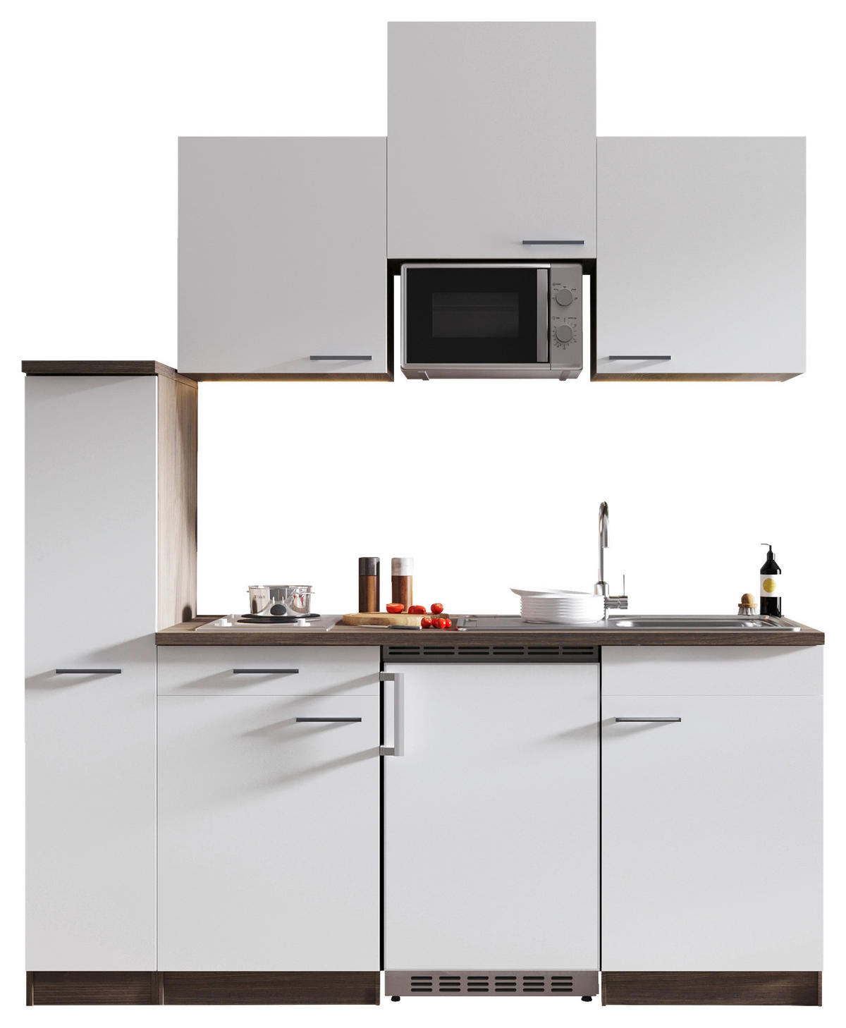 MODULKÖK 180 cm   i vit  - vit/aluminiumfärg, Basics, trämaterial/plast (180cm) - Respekta
