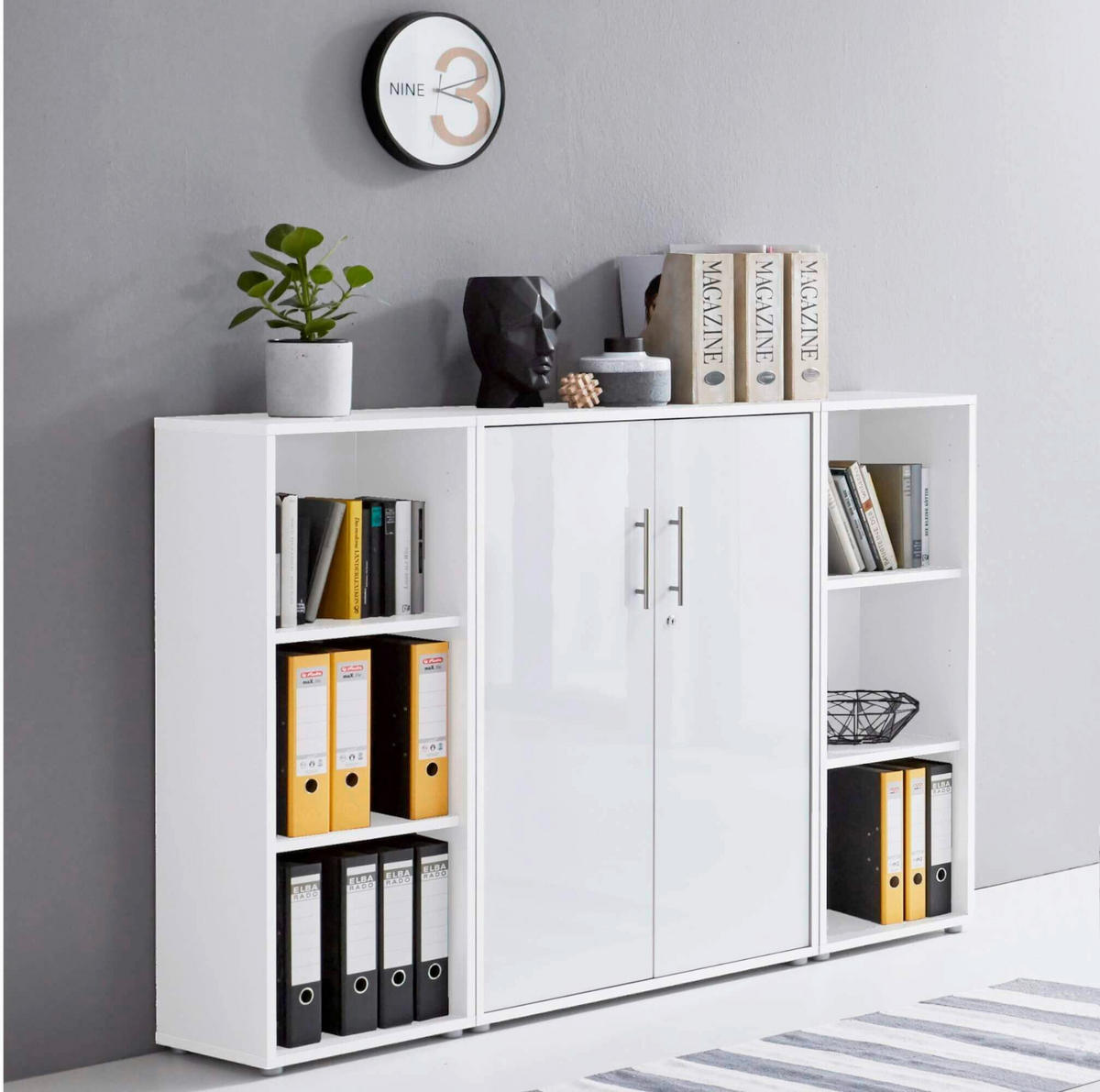AKTENSCHRANK 172,6/113,6/33 cm  - Weiß Hochglanz/Weiß, MODERN, Holzwerkstoff (172,6/113,6/33cm) - MID.YOU