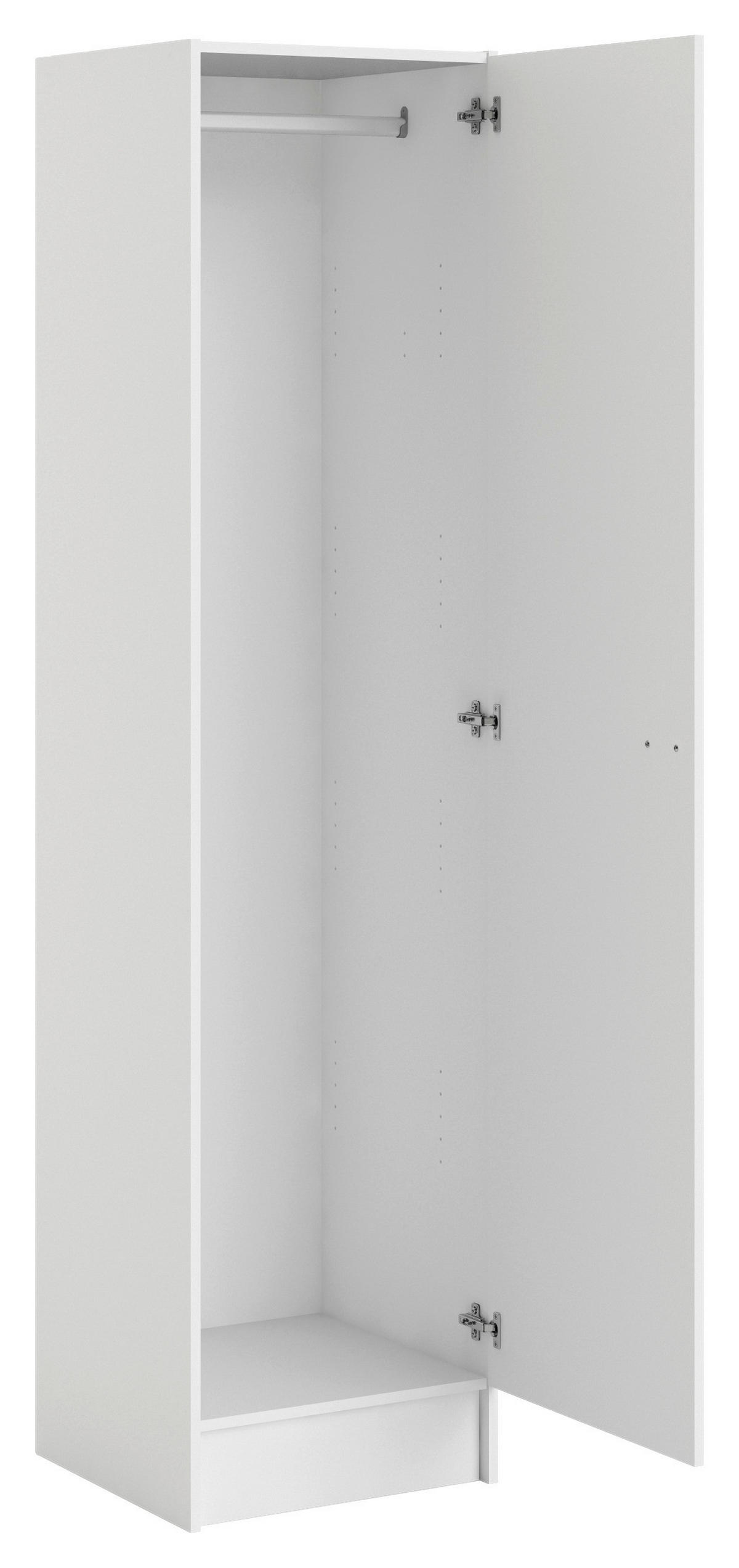 NYÍLÓAJTÓS SZEKRÉNY fehér  - ezüst/fehér, Basics, faalapú anyag/fém (49,2/200/47,1cm) - MID.YOU