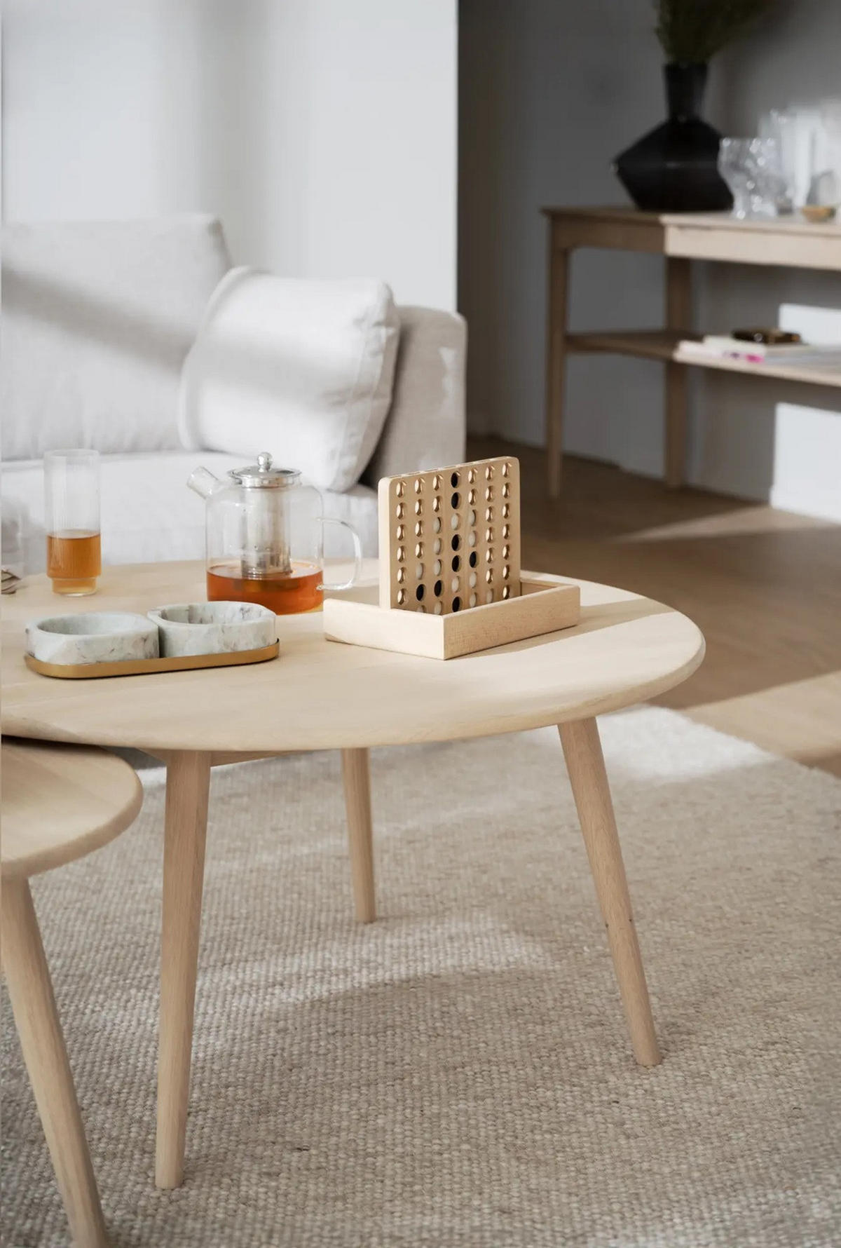 SOFFBORD i trä 90/90/45 cm  - ek Bianco, Klassisk, trä (90/90/45cm) - Rowico