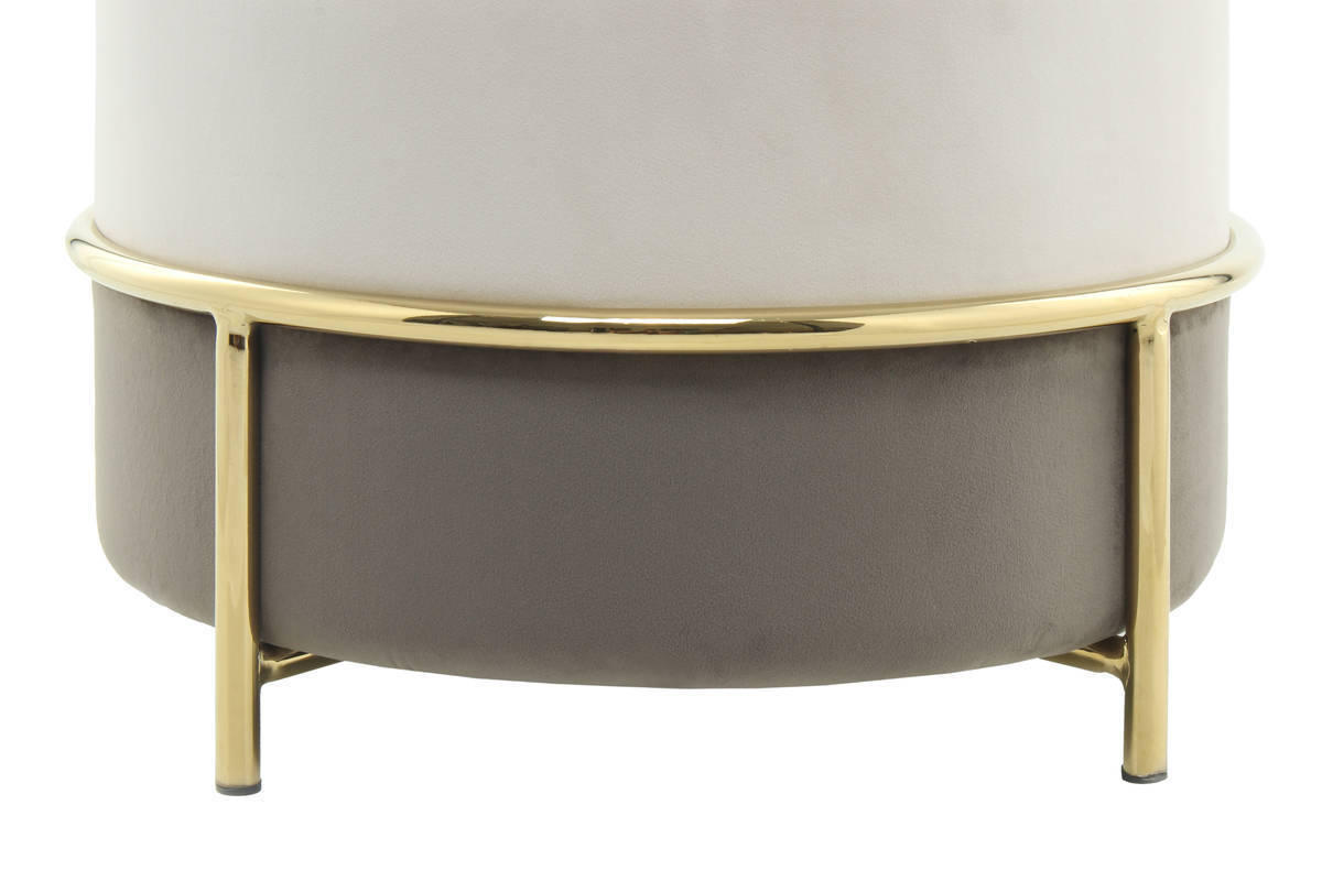 HOCKER Samt Creme, Goldfarben  - Goldfarben/Creme, Basics, Textil/Metall (48,5/46/48,5cm) - Kayoom