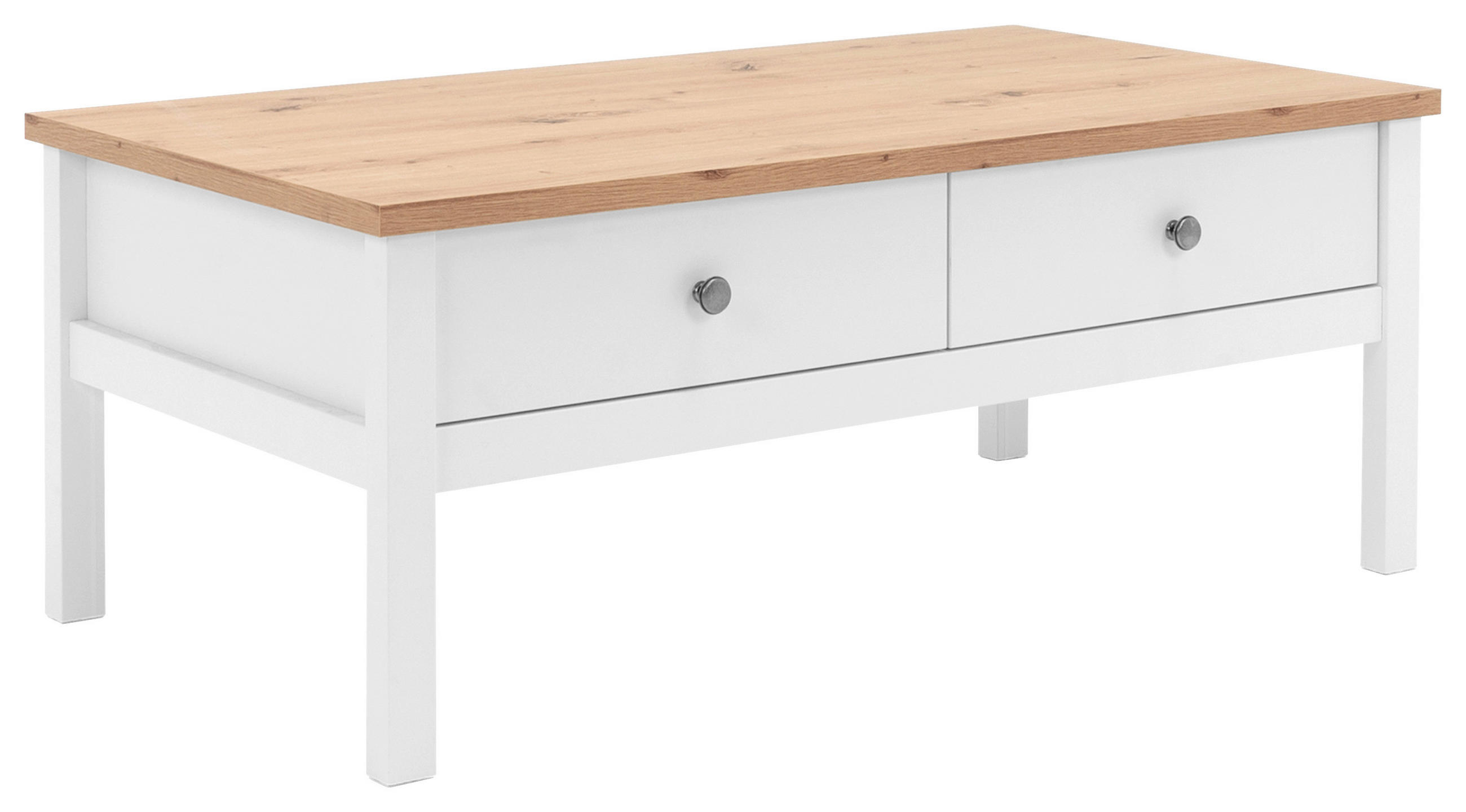 COUCHTISCH 100/60/40 cm rechteckig Weiß  - Alufarben/Weiß, KONVENTIONELL, Holzwerkstoff/Metall (100/60/40cm) - MID.YOU