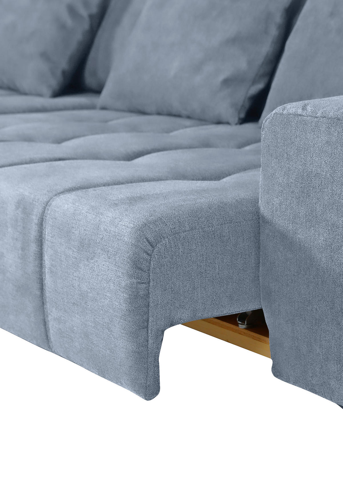 ECKSOFA in Flachgewebe Blau  - Blau/Schwarz, Konventionell, Textil/Metall (205/300cm) - MID.YOU