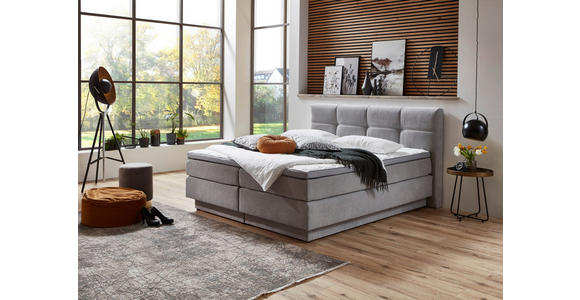 BOXSPRINGBETT 180/200 cm in Hellgrau - Hellgrau/Schwarz, KONVENTIONELL, Kunststoff/Textil (180/200cm) - Carryhome