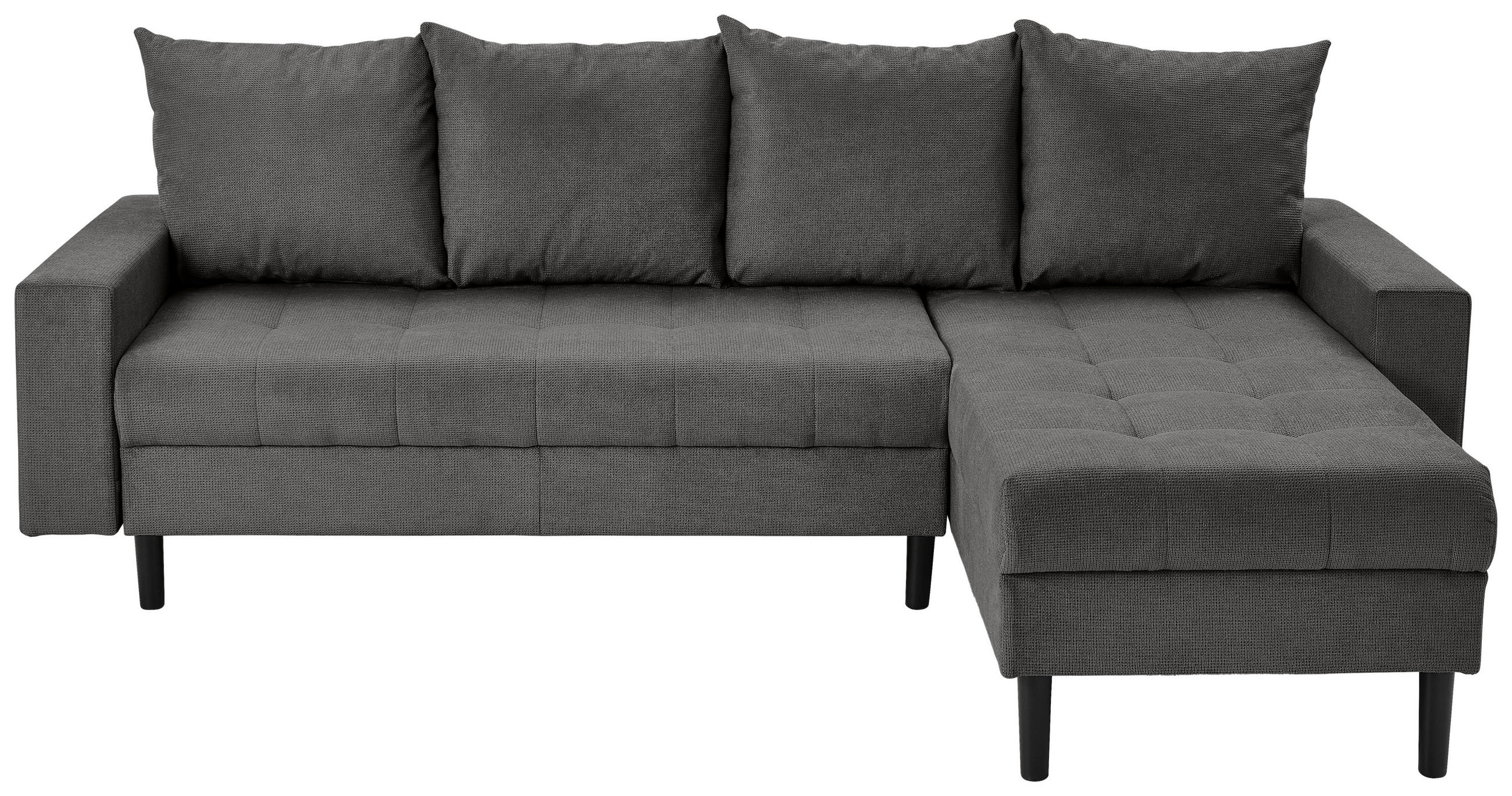 ECKSOFA in Webstoff Dunkelgrau  - Dunkelgrau/Schwarz, Konventionell, Kunststoff/Textil (231/157cm) - P & B