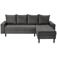 ECKSOFA in Webstoff Dunkelgrau  - Dunkelgrau/Schwarz, Konventionell, Kunststoff/Textil (231/157cm) - P & B