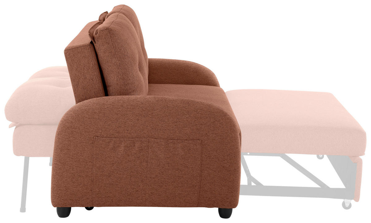 SCHLAFSOFA in Textil Rostfarben  - Rostfarben/Schwarz, Design, Kunststoff/Textil (140/94/95cm) - Livetastic