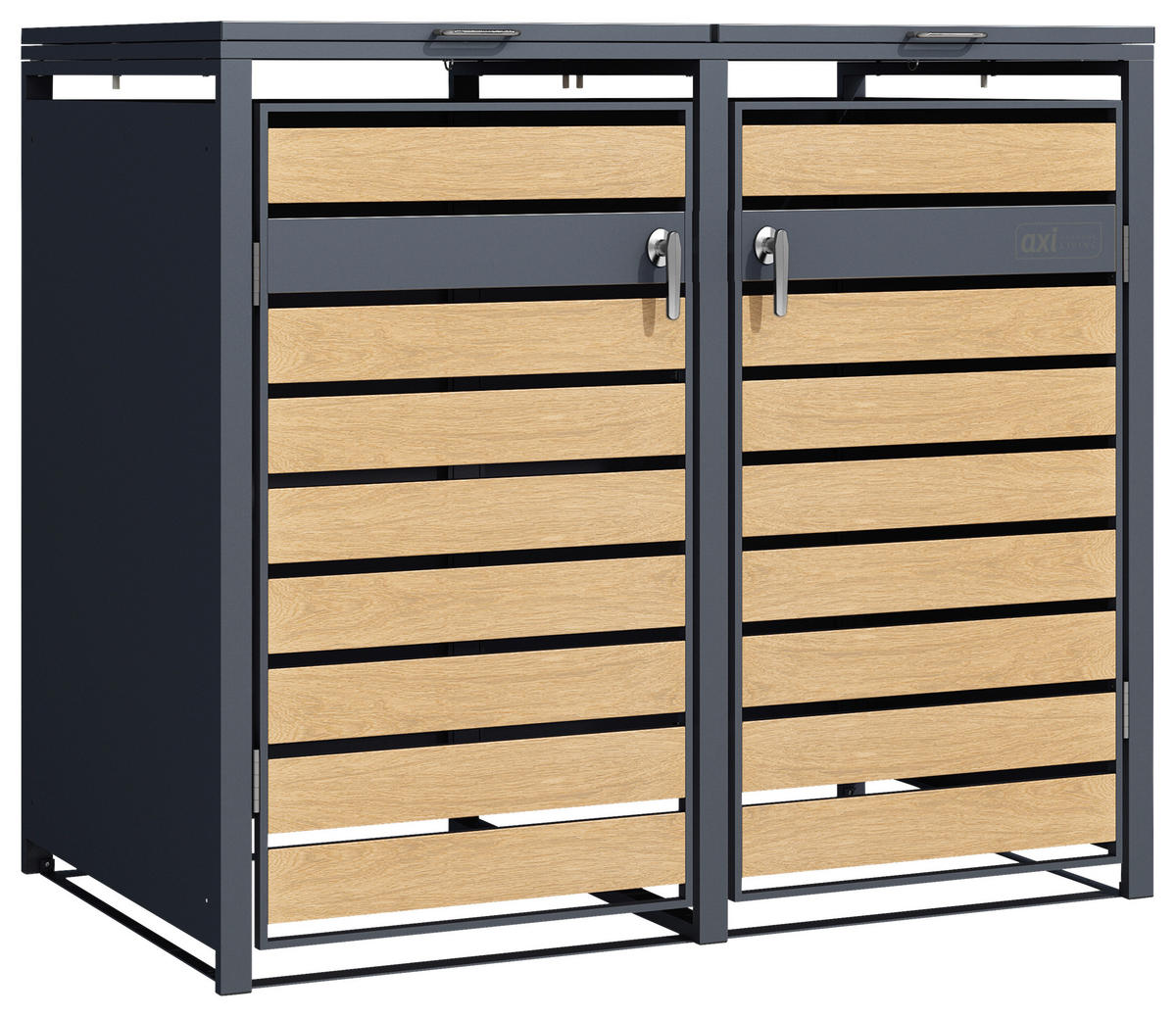 MÜLLTONNENBOX - Anthrazit/Braun, KONVENTIONELL, Metall (132/116/80cm) - Ambia Garden