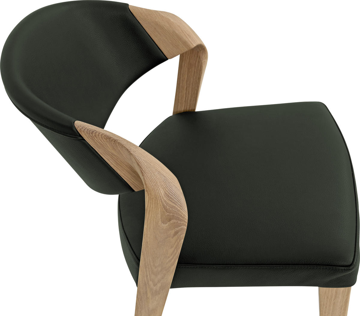 STUHL  in Echtleder pigmentiert  - Dunkelgrün/Eichefarben, Natur, Leder/Holz (53/82/57cm) - Voglauer