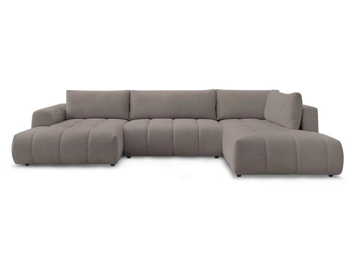 WOHNLANDSCHAFT  FUJI  Taupe Leinenoptik  - Taupe/Schwarz, MODERN, Kunststoff/Textil (160/377/204cm)