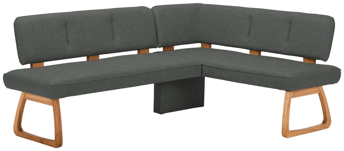 ECKBANK 208/155 cm Webstoff, Mikrofaser Dunkelgrau Eiche vollmassiv   - Dunkelgrau, KONVENTIONELL, Holz/Textil (208/155cm) - Venda