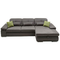 ECKSOFA in Flachgewebe Hellgrau  - Chromfarben/Hellgrau, Design, Textil (309/195cm) - Beldomo Style