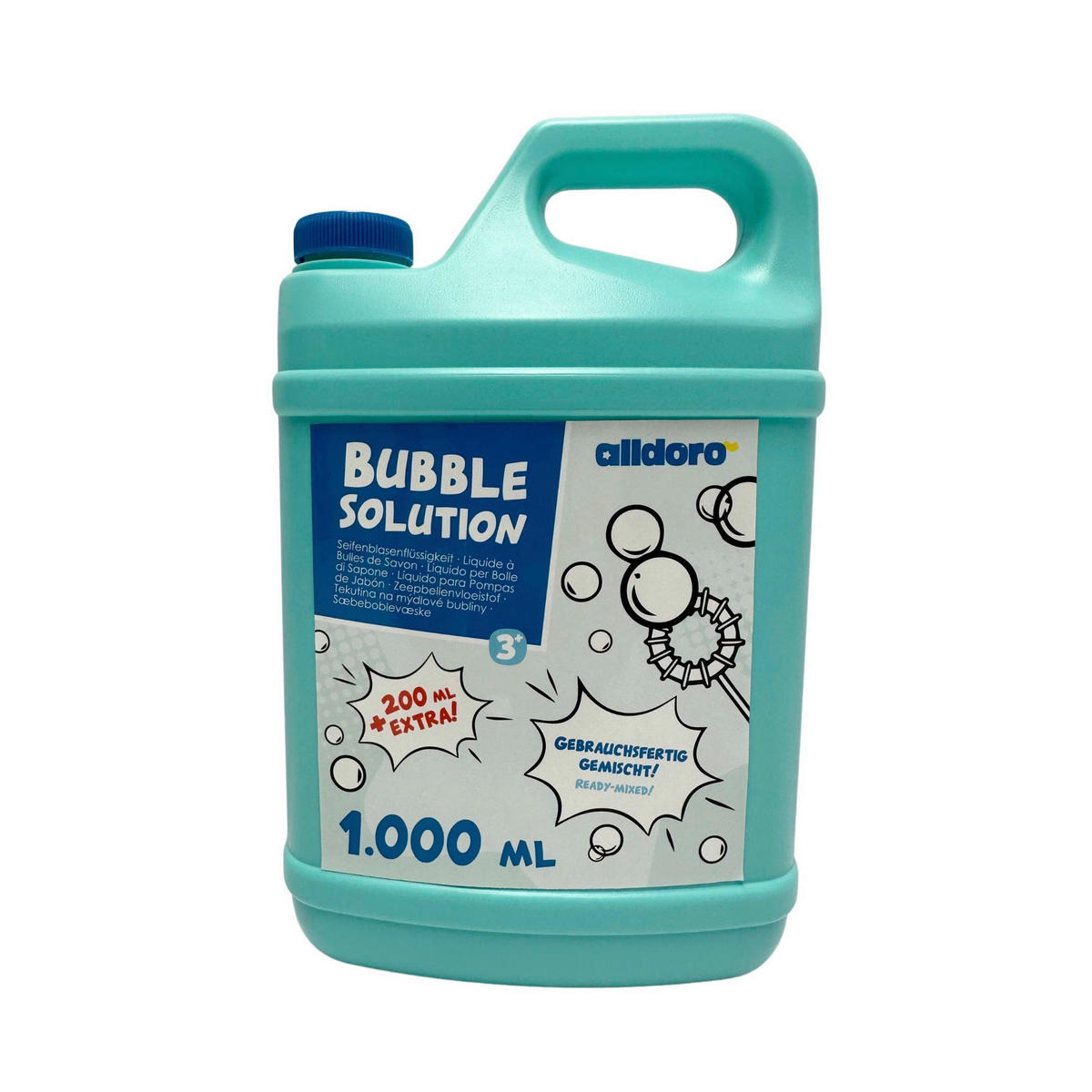 SEIFENBLASENFLÜSSIGKEIT Seifenblasenlauge  - Hellblau, Basics, Kunststoff (1,2l) - alldoro