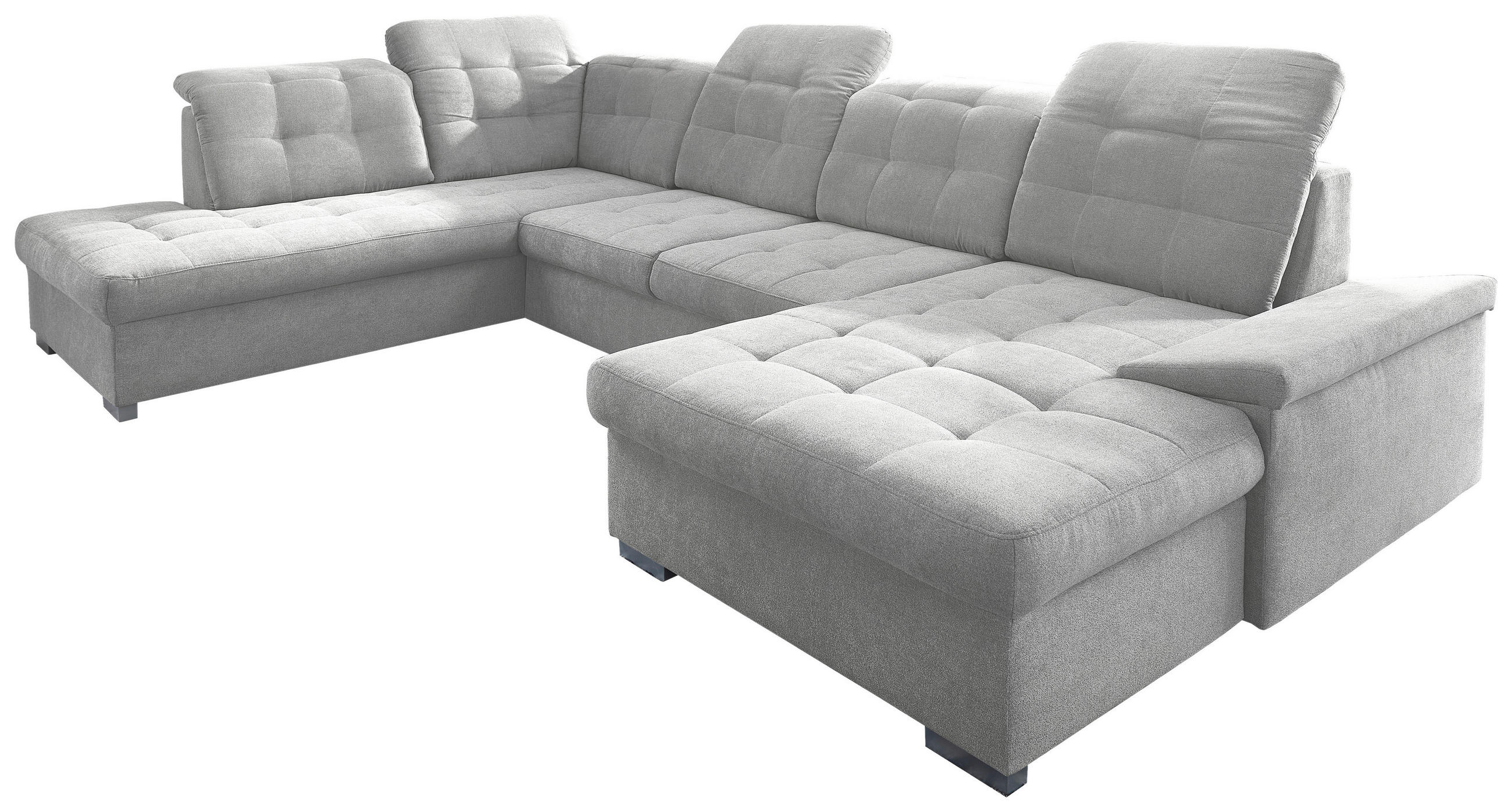 WOHNLANDSCHAFT Silberfarben Mikrofaser  - Chromfarben/Silberfarben, Design, Kunststoff/Textil (212/330/169cm) - Livetastic