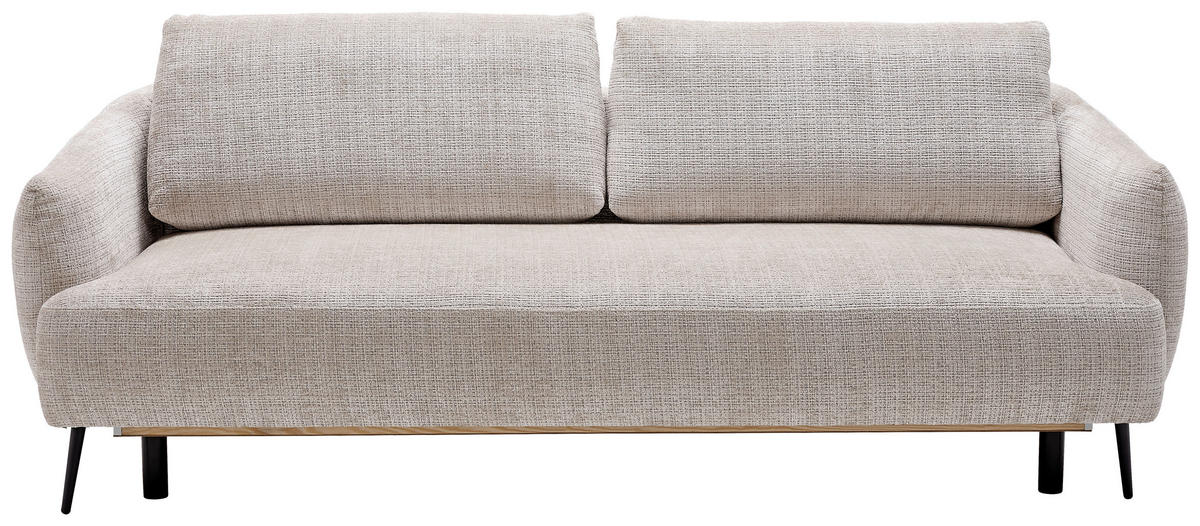 SCHLAFSOFA  mit Stoffauswahl, Liegefunktion, Schlafen auf Sitzhöhe, Rücken echt Chenille Grau  - Schwarz/Grau, KONVENTIONELL, Textil/Metall (228/75/98cm) - Carryhome