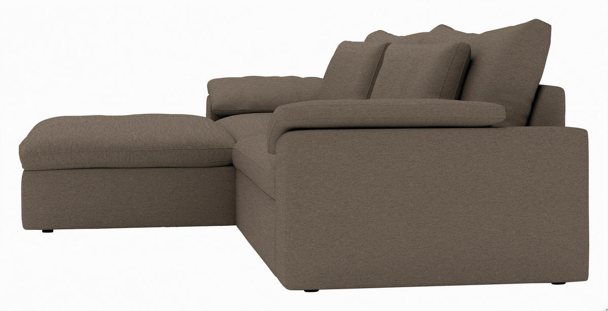 ECKSOFA Flachgewebe Graubraun  - Graubraun/Schwarz, Modern, Kunststoff/Textil (198/306cm) - Carryhome