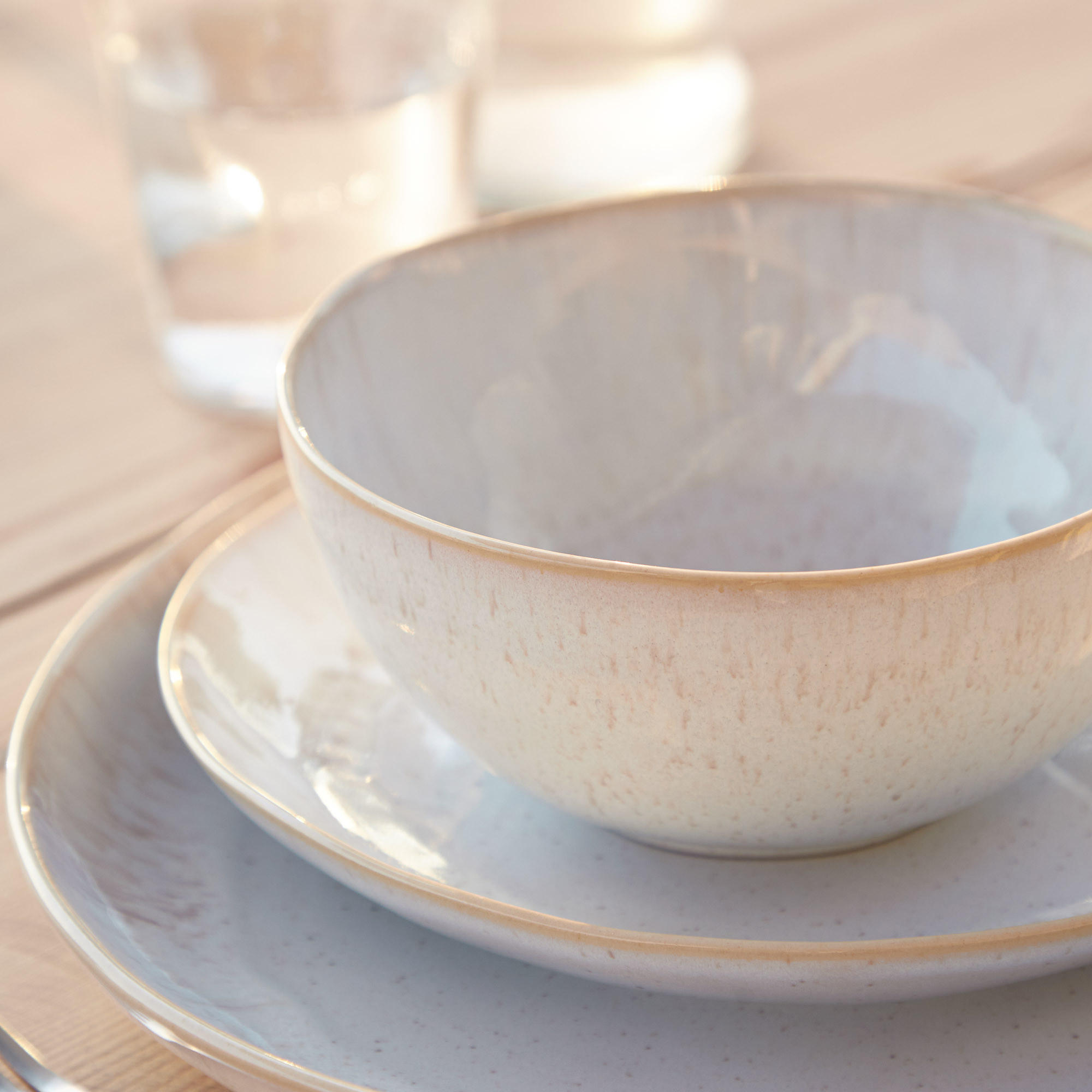 KOMBISERVICE Creme, Weiß Hochglanz EIVISSA 5-teilig 1 Personen  - Weiß Hochglanz/Creme, Basics, Keramik - Costa Nova