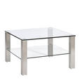 COUCHTISCH in Metall, Glas 75/75/43 cm - Klar/Silberfarben, Design, Glas/Metall (75/75/43cm) - Novel