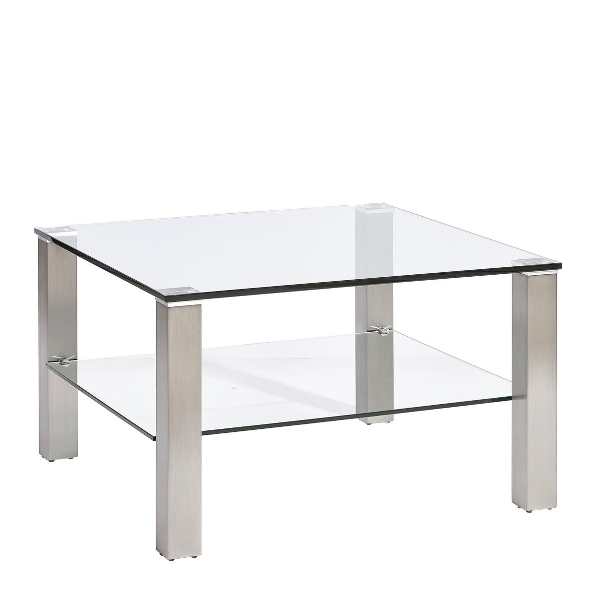 DOHÁNYZÓASZTAL fém, Üveg 75/75/43 cm   - ezüstszínű/átlátszó, Design, Üveg/fém (75/75/43cm) - Novel