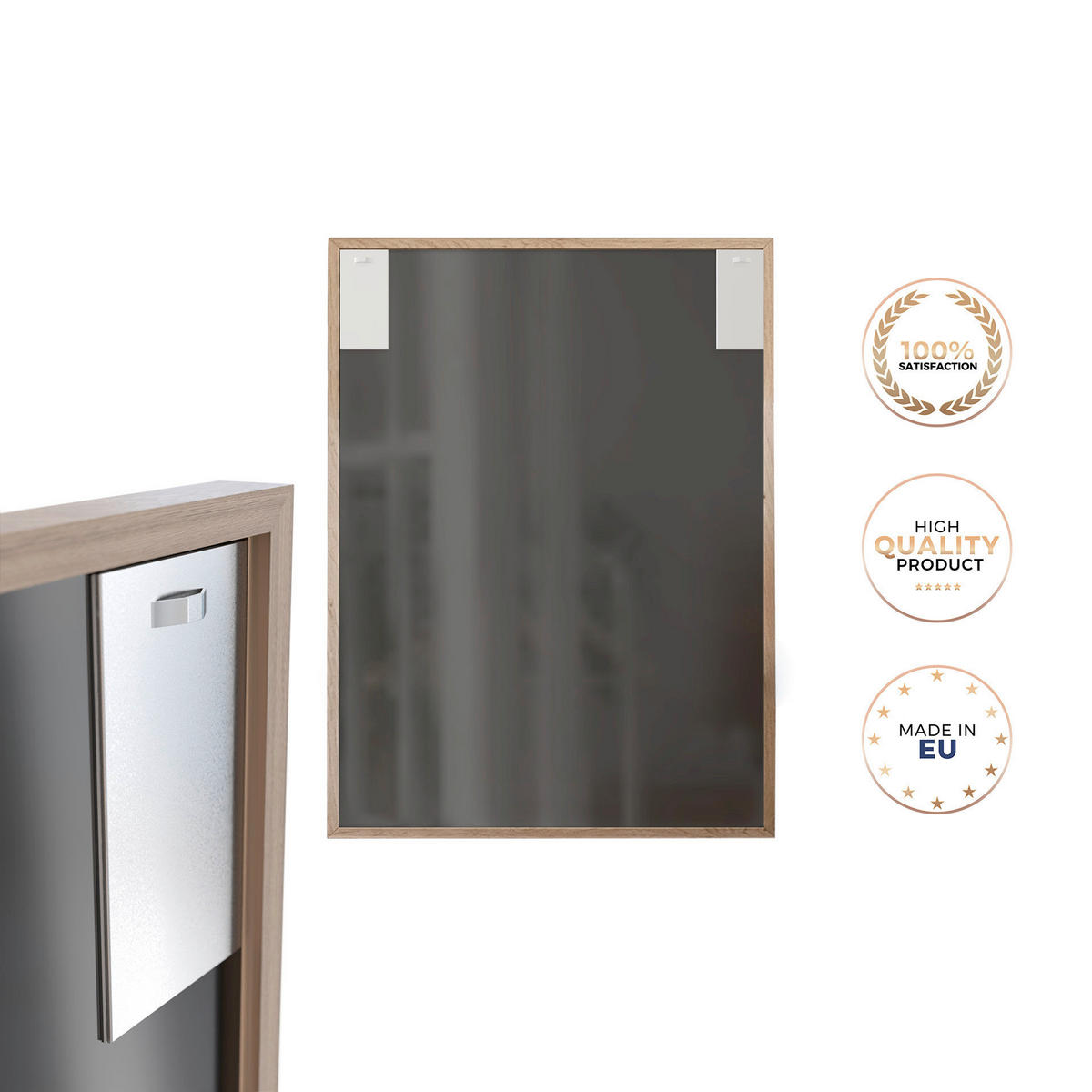 DEKOSPIEGEL  69/95 cm   in rechteckig  - Eichefarben, Basics, Glas/Holz (69/95cm)