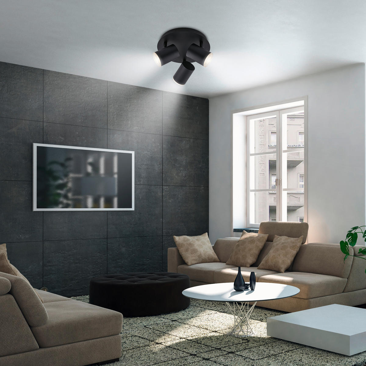 BADEZIMMER-DECKENLEUCHTE 21/11,2 cm   - Schwarz, Design, Kunststoff/Metall (21/11,2cm) - Briloner