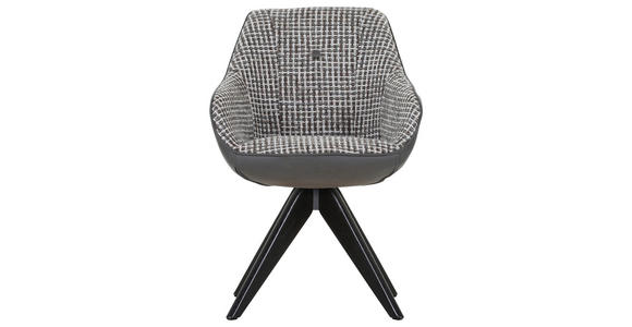 ARMLEHNSTUHL in Chenille, Lederlook - Schwarz/Weiß, KONVENTIONELL, Holz/Textil (60/83/65cm) - Novel