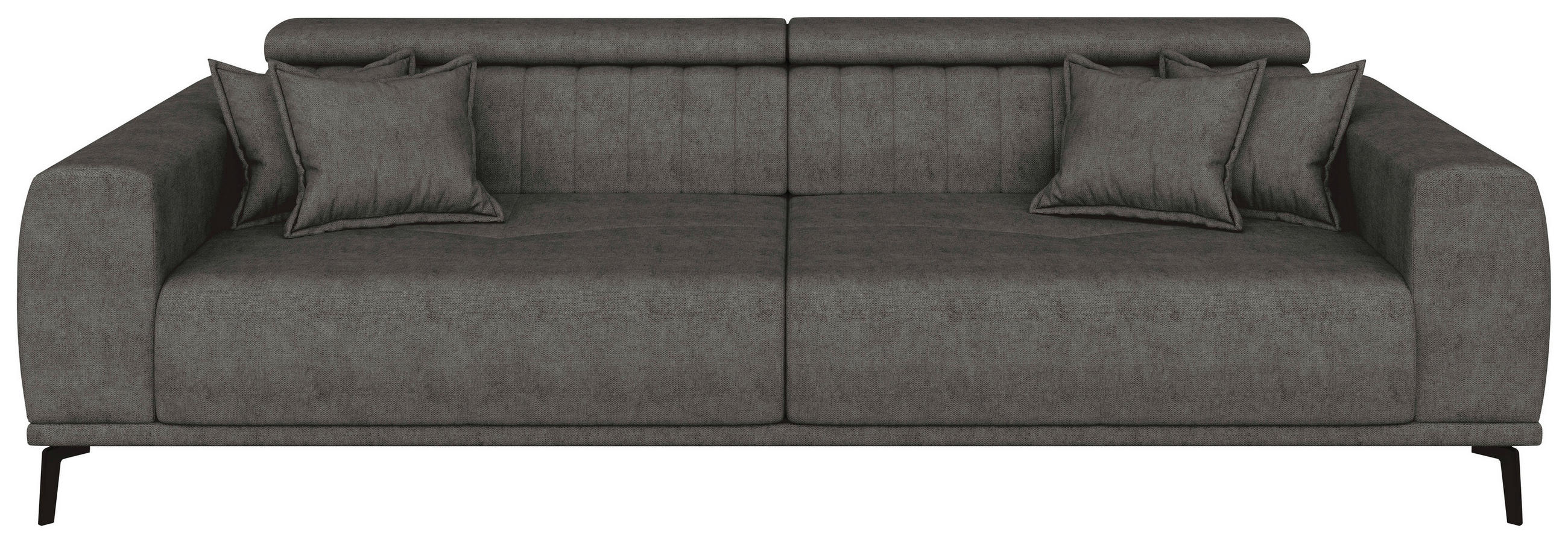 BIGSOFA Webstoff Dunkelgrau  - Dunkelgrau/Schwarz, KONVENTIONELL, Textil/Metall (280/80/110cm) - Carryhome