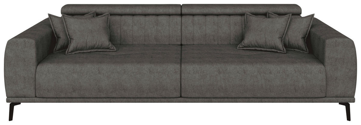 BIGSOFA Webstoff Dunkelgrau  - Dunkelgrau/Schwarz, KONVENTIONELL, Textil/Metall (280/80/110cm) - Carryhome