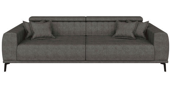 BIGSOFA Webstoff Dunkelgrau  - Dunkelgrau/Schwarz, KONVENTIONELL, Textil/Metall (280/80/110cm) - Carryhome