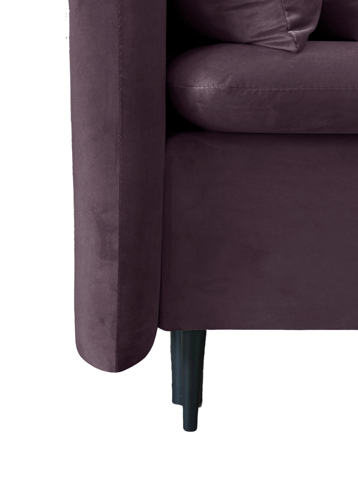 SCHLAFSOFA  mit Liegefunktion Velours Aubergine  - Aubergine/Schwarz, Design, Holz/Kunststoff (220/96/102cm) - MID.YOU