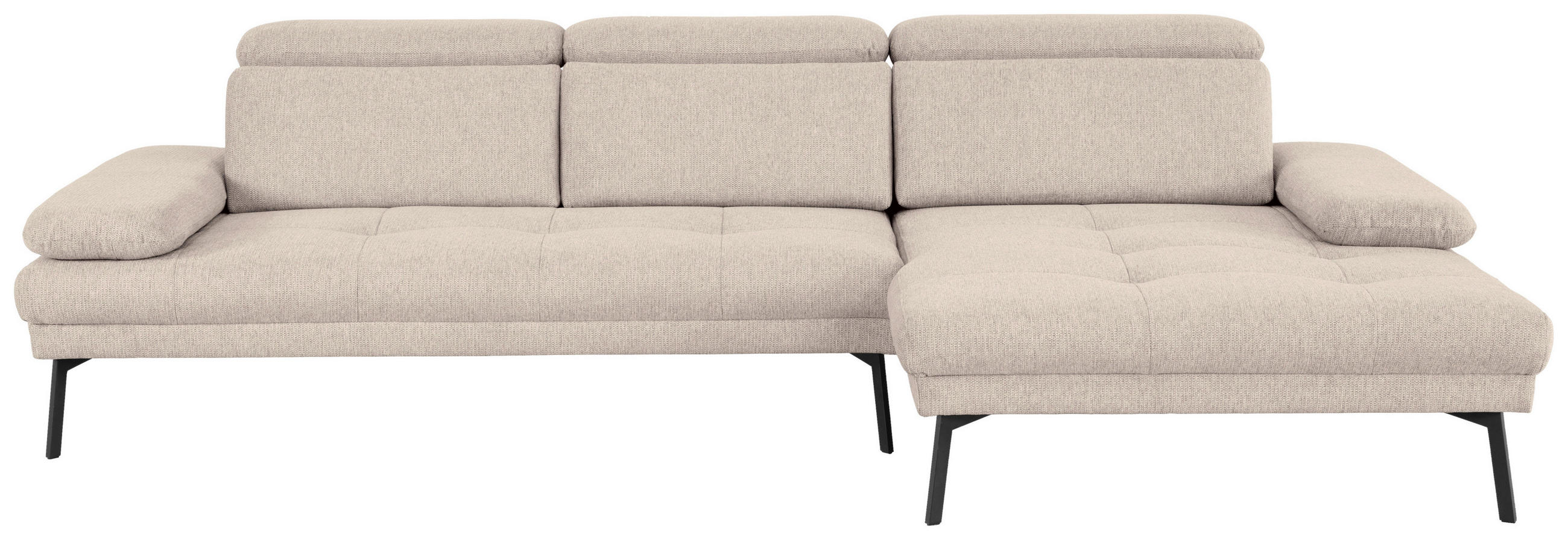 ECKSOFA Ottomane rechts, Eckteil  More_LZ Sandfarben Webstoff  - Sandfarben/Schwarz, Design, Textil/Metall (296/188cm) - Xora