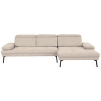 ECKSOFA Ottomane rechts, Eckteil  More_LZ Sandfarben Webstoff  - Sandfarben/Schwarz, Design, Textil/Metall (296/188cm) - Xora