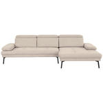 ECKSOFA More_LZ in Webstoff Sandfarben  296/188 cm  - Sandfarben/Schwarz, Design, Textil/Metall (296/188cm) - Xora