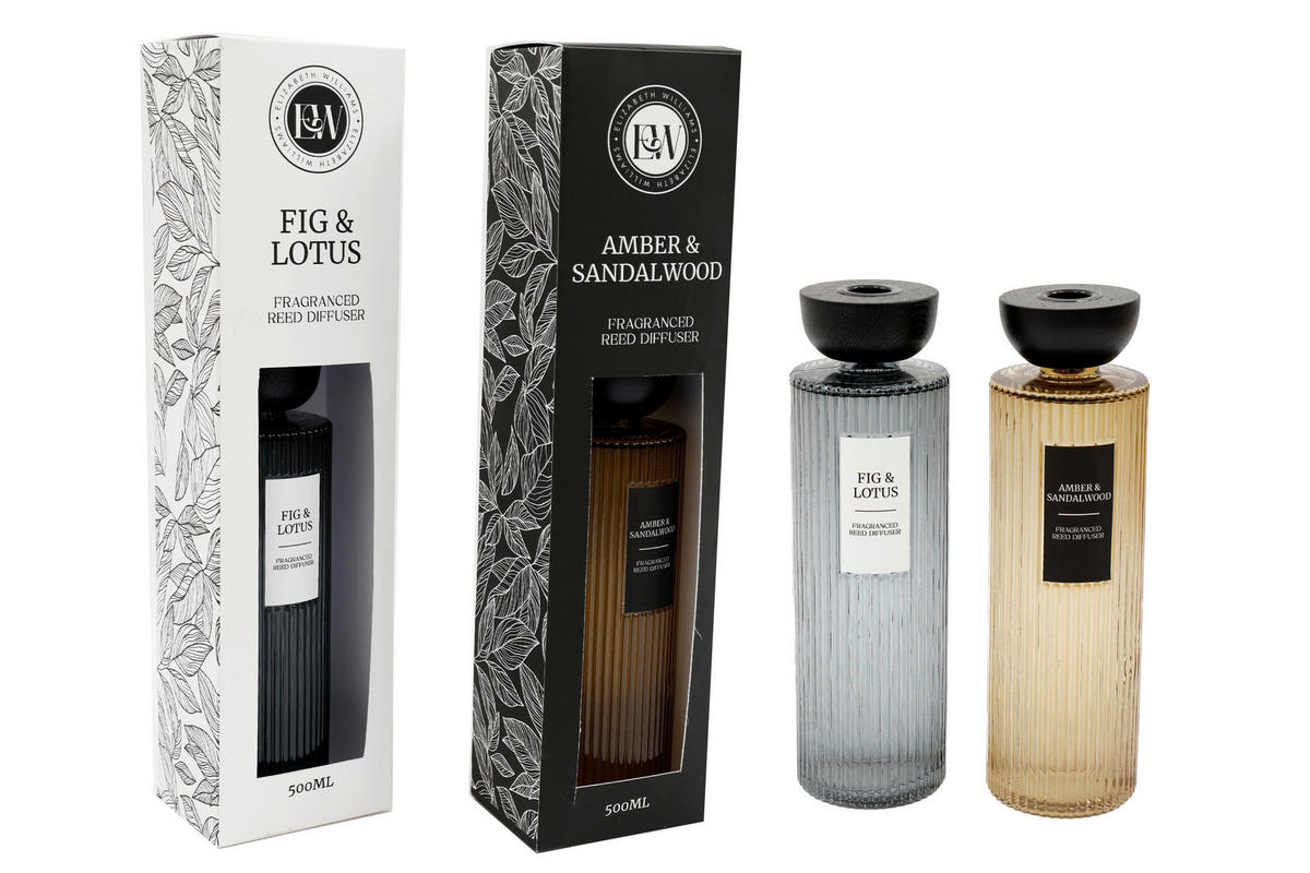 DIFUZÉR 500 ml - šedá/jantarové barvy, Basics, plast/sklo (500ml)