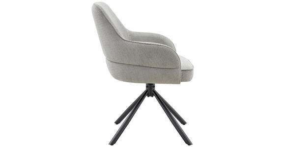 ARMLEHNSTUHL  Sitzfläche 360° drehbar, automatische Rückholfunktion Webstoff  - Hellgrau/Schwarz, Design, Textil/Metall (62/86/65cm) - Carryhome