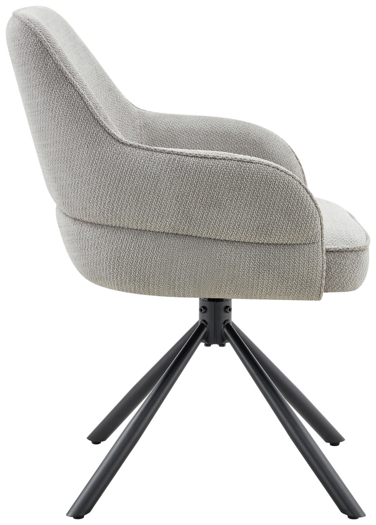ARMLEHNSTUHL  Sitzfläche 360° drehbar, automatische Rückholfunktion Webstoff  - Hellgrau/Schwarz, Design, Textil/Metall (62/86/65cm) - Carryhome