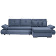 ECKSOFA in Webstoff Blau  - Chromfarben/Blau, Design, Kunststoff/Textil (302/187cm) - Carryhome