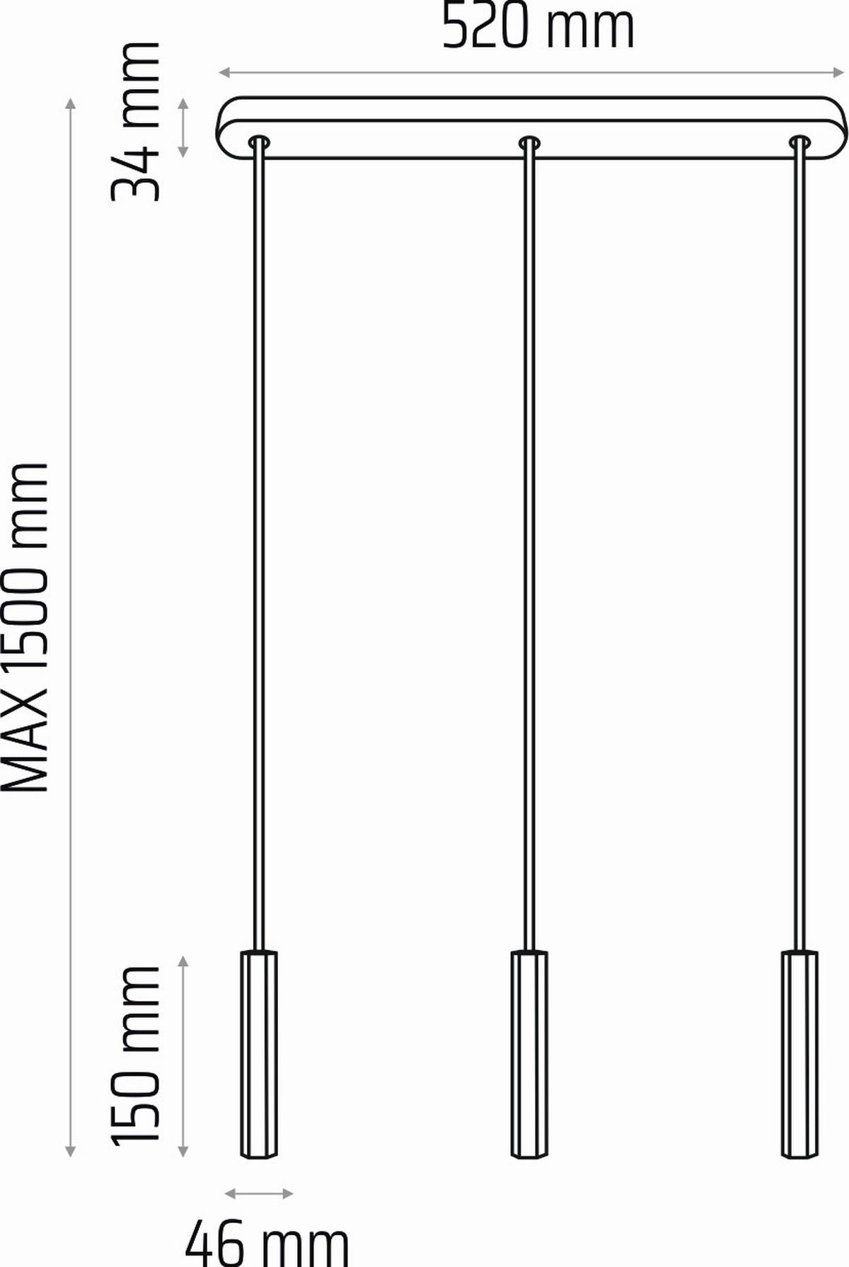 ZÁVĚSNÉ SVÍTIDLO, 52/3.4/150 cm  - černá, Design, dřevo (52/3.4/150cm)