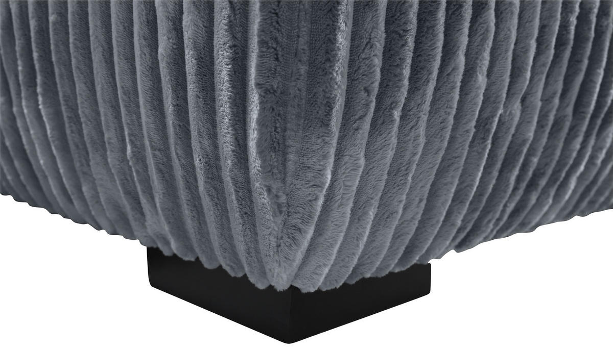 ECKSOFA in Cord Grau  - Schwarz/Grau, Modern, Holz/Textil (208/322cm) - MID.YOU