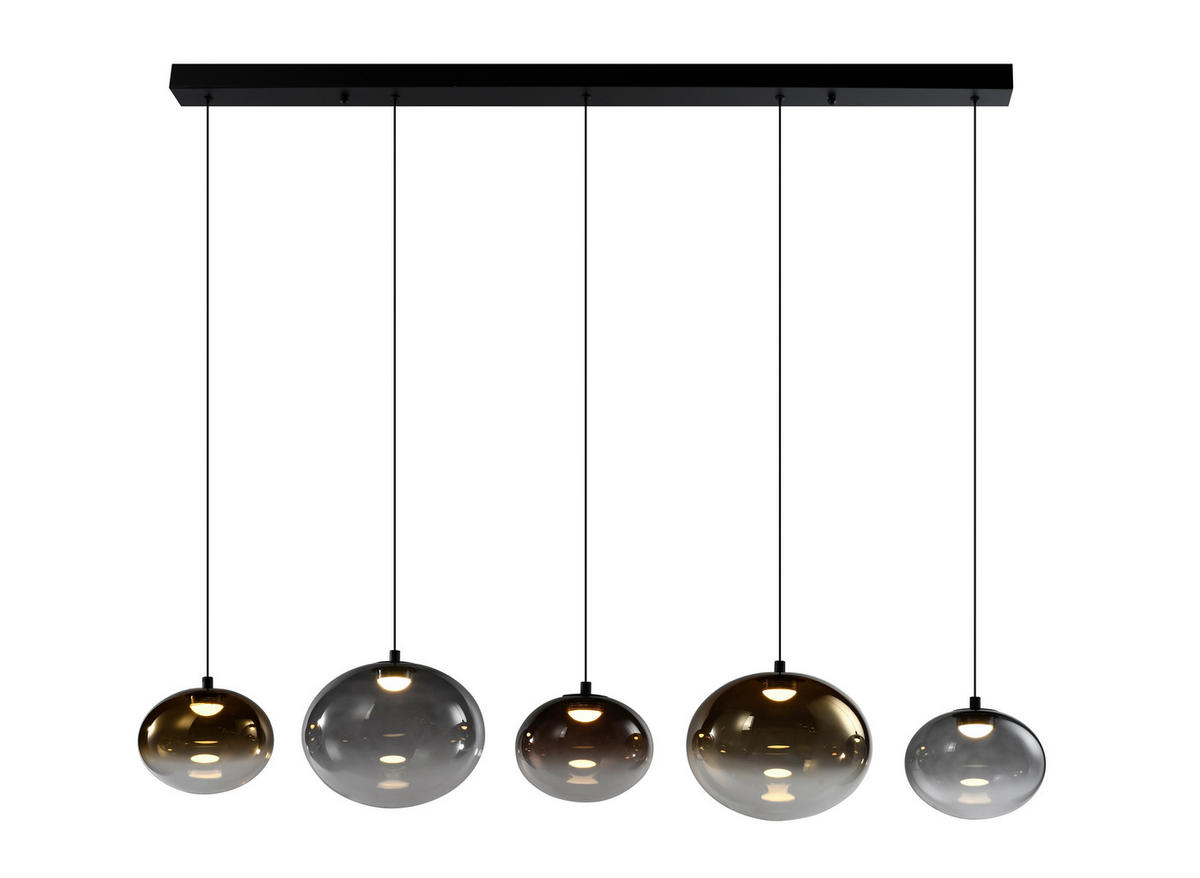 LED-HÄNGELEUCHTE Pesaro 128/170/20 cm  - Schwarz, Design, Glas/Metall (128/170/20cm)