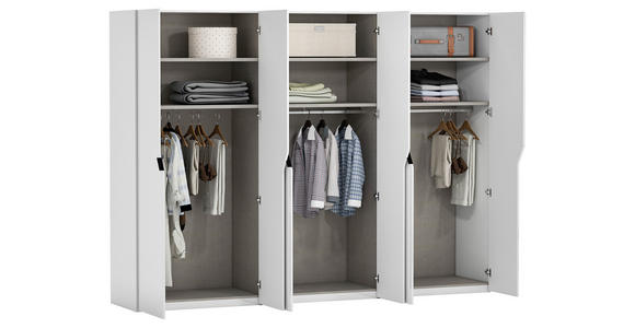 DREHTÜRENSCHRANK 300/223/62 cm 6-türig Weiß Hochglanz - Weiß Hochglanz/Schwarz, Design, Holzwerkstoff/Metall (300/223/62cm) - Novel