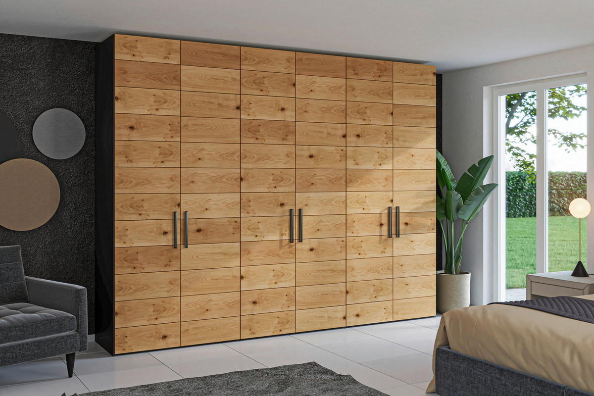 DREHTÜRENSCHRANK 303/220/59 cm,  in Schwarz, Wildeiche, 6-türig  - Wildeiche/Titanfarben, Design, Holz/Holzwerkstoff (303/220/59cm) - Jutzler