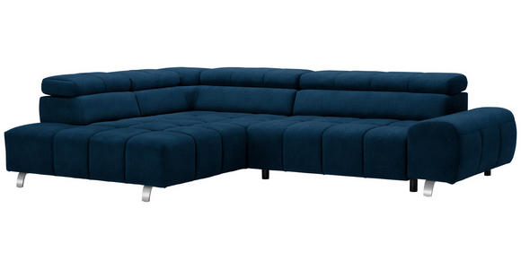 ECKSOFA in Webstoff Blau  - Blau/Dunkelgrau, Design, Textil/Metall (201/295cm) - Hom`in